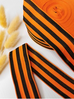 Лента Георгиевская жаккард 3,5см. (оранжево-черный)